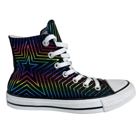 Converse Rainbow High Top Sneaker Metallic All Star Womens Size 6 Chuck Taylor - Picture 1 of 14